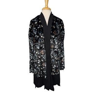 OUT FROM UNDER Floral Crushed Velvet Robe Size M/L Womens Blue Black Victorian